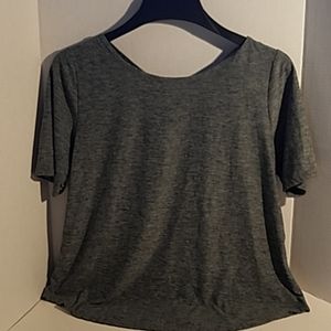 ETHEREAL Women's Gray Loose Top Crisscross Keyhole Back Size M